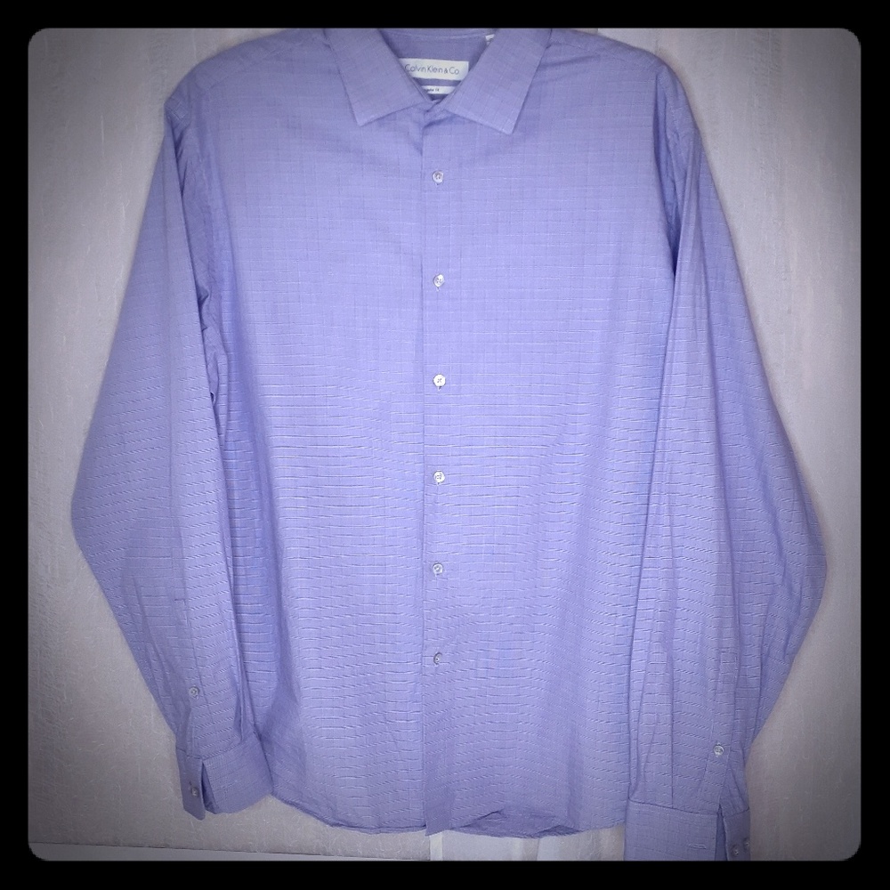 Calvin Klein purple and white small‎ squares shirt